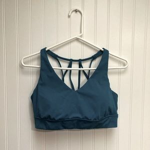 Double Criss Cross Turquoise Sports Bra